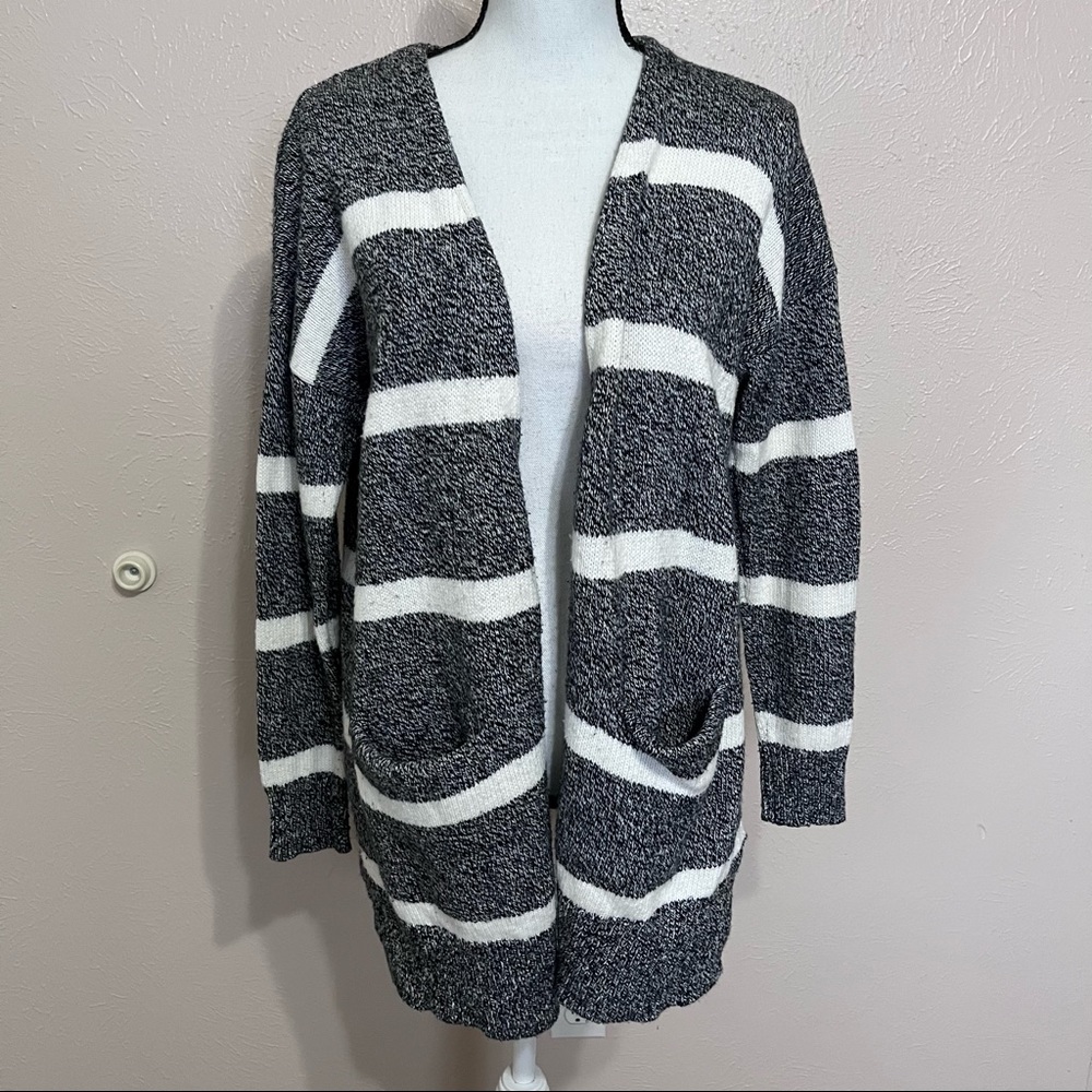 Madewell Grey Striped Long Sleeve Open Cardigan E5275 Womens Size Small